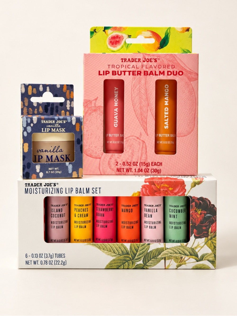 NEW • Trader Joe’s Limited Edition Lip Balm Collection + Vanilla Lip Mask • 9pc